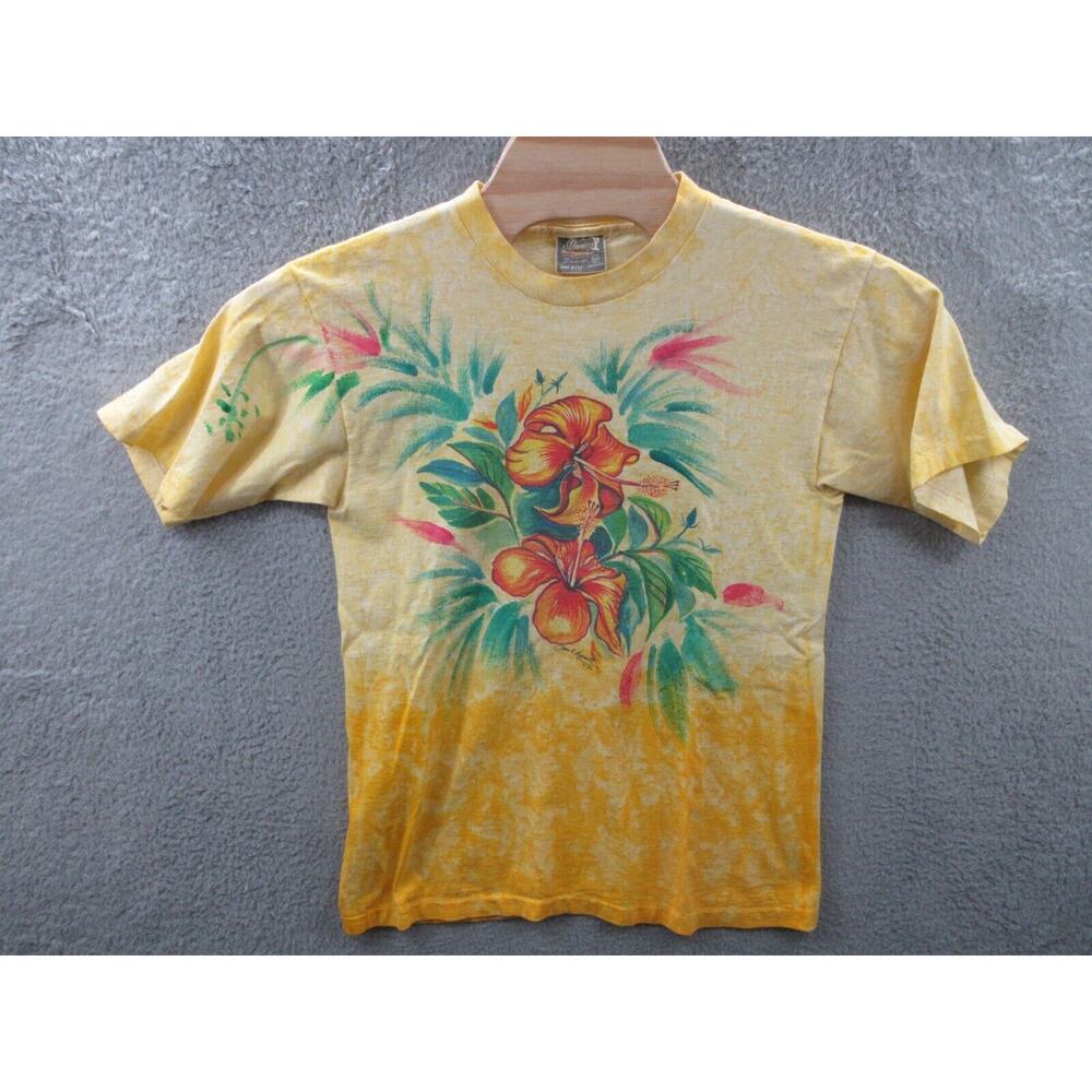 Vintage 1992 JOAN K ASPINALL Hibiscus Art Adult Medium SKIMMERS T-shirt Made USA